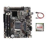 AMIUHOUN Placa Base H55 LGA1156 Compatible con I3 530 I5 760 Series CPU Memoria DDR3 Placa Base de Computadora+CPU I3 530+Cable de Interruptor