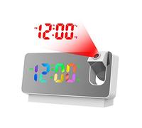 AMIUHOUN Proyección de 180° para dormitorio, LED, proyección digital colorida en el techo, cargador USB, tiempo, , A