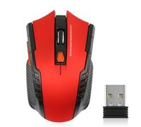 AMIUHOUN Ratón óptico inalámbrico de 2,4 GHz con receptor USB, 1600 DPI, para ordenador, portátil, accesorios, color rojo, 500444009A1