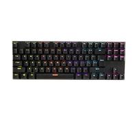 AMIUHOUN Teclado mecánico para juegos 87, teclado mecánico con interruptor verde, mezcla RGB, retroiluminado, con cable, color negro