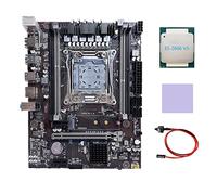 AMIUHOUN X99 LGA2011-3 - Placa base para computadora DDR4 ECC RAM con CPU E5 2666 V3, cable de interruptor, almohadilla térmica