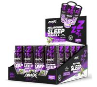 Amix Melatonine Sleep Formula - 20 shots de 60 ml - Con melatonina, GABA, mio-inositol y complejo herbal - Con valeriana, melisa, griffonia y pasiflora - Sabor Blueberry Dream
