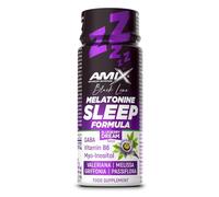 Amix Melatonine Sleep Formula - 20 shots de 60 ml - Con melatonina, GABA, mio-inositol y complejo herbal - Con valeriana, melisa, griffonia y pasiflora - Sabor Blueberry Dream