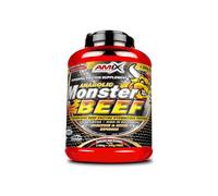 AMIX - Monster Beef Protein -2 Kg + 200 Gr - Suplemento Alimenticio - Mejora del Rendimiento - Proteína de Suero - Glutamina en Polvo - Nutrición - Proteína de Ternera - Sabor Fresa/Plátano