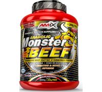 AMIX - Monster Beef Protein -2 Kg + 200 Gr - Suplemento Alimenticio - Mejora del Rendimiento - Proteína de Suero - Glutamina en Polvo - Nutrición - Proteína de Ternera - Sabor Fresa/Plátano
