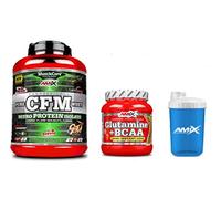 AMIX MuscleCore CFM Nitro Protein Isolate - 2 kg fresa + glutamina con bcaa 300 gr + Mezclador