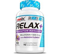 AMIX Performance, Complemento Alimenticio a Base de Melatonina y Flor de la Pasión, Relax Plus, Regulación del sueño con Efecto Duradero, Reduce el Estrés, 90 Cápsulas