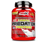 AMIX, Proteínas para Aumentar Masa Muscular con Sabor a Fresa, Predator en Formato Bote de 1 Kg, Ayuda al Crecimiento Muscular, Libre de Aspartamo, Ideal para Batidos de Proteínas
