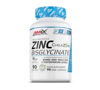 Amix™ Zinc Bisglycinate - 90 Cápsulas con Quelado de Alta Absorción (ChelaZone®) - Apoyo a Piel, Cabello, Uñas, Huesos, Visión y Testosterona - 15 mg de por Dosis