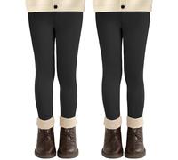 AMIYOYO Pack de 2 leggings deportivos para niña, cintura alta, largos, suaves, elásticos, pantalones de fitness, cómodos, básicos para niños, 2 negros., 11-12 años