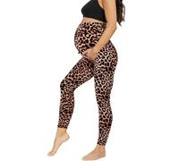 AMIYOYO Pantalones de maternidad para mujer, de cintura alta, leggings de embarazo opacos, leggings de maternidad, pantalones de ocio, elásticos, ropa de maternidad para embarazadas, largos, estampado
