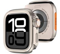 Amizee 2 en 1 Funda Compatible con Apple Watch Series 11/10 46mm, PC Dura Anti-Raspado Metál Marco Cobertura Carcasa para iWatch 46mm, Titanio