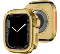 Amizee 2 en 1 Funda Compatible con Apple Watch Series 9/8/7 45mm, PC Dura Anti-Raspado Metál Marco Cobertura Carcasa para iWatch 45mm, Dorado