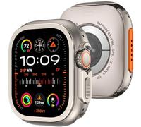 Amizee 2 en 1 Funda Compatible con Apple Watch Ultra 3/2/1 49mm, PC Dura Anti-Raspado Metál Marco Cobertura Carcasa para iWatch 49mm, Titanio