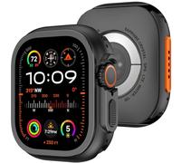 Amizee 2 en 1 Funda Compatible con Apple Watch Ultra 3/2/1 49mm, PC Dura Anti-Raspado Metál Marco Cobertura Carcasa para iWatch 49mm, Negro