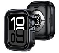 Amizee 2 en 1 Metál Funda Compatible con Apple Watch Series 11/10 46mm, Cobertura Total Resistente Arañazos Protección Carcasa para iWatch 46mm, Negro