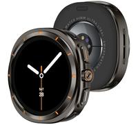 Amizee 2 in 1 Metál Funda Compatible con Samsung Galaxy Watch 8 44mm, PC Dura Anti-Rasguños Thin Ultra Protección Carcasa para Galaxy Watch 8, Graphit/Naranja