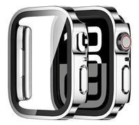Amizee 2 Pack Funda Compatible con Apple Watch 42mm Serie 11/10 con Protector de Pantalla Cristal Templado, Carcasa Duro Ultra Delgada Anti-Rasguños para iWatch 42mm - Plata/Transparente