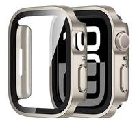 Amizee 2 Pack Funda Compatible con Apple Watch 46mm Serie 11/10 con Protector de Pantalla Cristal Templado, Carcasa Duro Ultra Delgada Anti-Rasguños para iWatch 46mm - Starlight
