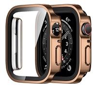 Amizee 2 Pack Funda Compatible con Apple Watch SE 3/2/1 Series 6/5/4 40mm con Protector de Pantalla Cristal Templado, Carcasa Duro Ultra Delgada Anti-Rasguños para iWatch 40mm - Oro Rosa/Transparente
