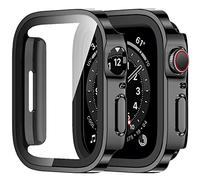 Amizee 2 Pack Funda Compatible con Apple Watch SE 3/2/1 Series 6/5/4 40mm con Protector de Pantalla Cristal Templado, Carcasa Duro Ultra Delgada Anti-Rasguños para iWatch 40mm - Negro