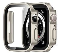 Amizee 2 Pack Funda Compatible con Apple Watch SE 3/2/1 Series 6/5/4 44mm con Protector de Pantalla Cristal Templado, Carcasa Duro Ultra Delgada Anti-Rasguños para iWatch 44mm - Starlight