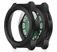 Amizee 2 Pack Funda Compatible con Samsung Galaxy Watch 6 43mm con Protector de Pantalla Cristal Templado, Carcasa Duro Ultra Delgada Anti-Rasguños para Galaxy Watch 6 (Negro/Transparente)