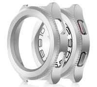 Amizee 2 Pack Funda Compatible con Samsung Galaxy Watch 6 47mm con Protector de Pantalla Cristal Templado, Carcasa Duro Ultra Delgada Anti-Rasguños para Galaxy Watch 6 (Plata/Transparente)