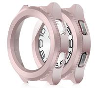 Amizee 2 Pack Funda Compatible con Samsung Galaxy Watch 6 47mm con Protector de Pantalla Cristal Templado, Carcasa Duro Ultra Delgada Anti-Rasguños para Galaxy Watch 6 (Oro Rosa/Claro)