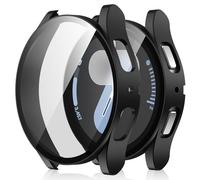 Amizee 2 Pack Funda Compatible con Samsung Galaxy Watch 7 44mm con Protector de Pantalla Cristal Templado, Carcasa Duro Ultra Delgada Anti-Rasguños para Galaxy Watch 7 (Negro/Transparente)