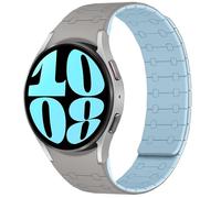 Amizee Compatible con Correa Samsung Galaxy Watch 7 6 5 4 FE Correas 40mm 44mm/Watch 6 Classic 43mm 47mm/Watch 5 Pro 45mm/Watch 4 Classic, 20mm Pulsera Repuesto Magnética Silicona, Caqui/Azul Claro