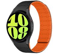 Amizee Compatible con Samsung Galaxy Watch 7 6 5 4 FE 40/44mm, Watch 6 Classic 43/47mm, 5 Pro 45mm, 4 Classic - Pulsera Magnética 20mm de Silicona, Negro/Naranja