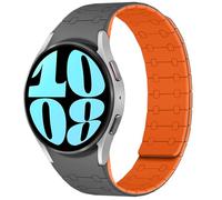 Amizee Correa Compatible con Samsung Galaxy Watch 7 6 5 4 FE 40mm 44mm/6 Classic 43mm 47mm/5 Pro 45mm/4 Classic, 20mm Pulsera Repuesto Magnética de Silicona, Gris/Naranja