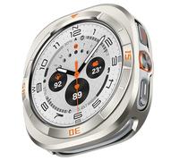 Amizee Numérico Metál Funda Compatible con Samsung Galaxy Watch Ultra (2025/2024) 47mm, Robusto Parachoques Ultrafina Protector Carcasa para Galaxy Watch 7/8 Ultra, Numérico-Titanio/Naranja