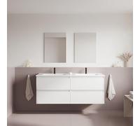 AMIZUVA - Conjunto de Mueble de Baño Serie Cheap Amplio, Acabado en Blanco Brillo - Dimensiones 140x56x45 cm