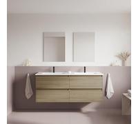 AMIZUVA - Conjunto de Mueble de Baño Serie Cheap Amplio, Acabado en Roble Arenado - Dimensiones 140x56x45 cm