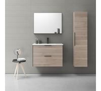 AMIZUVA - Conjunto de Mueble de Baño Serie Indus con Tirador Oculto y Acabado Abedul - Dimensiones 80x56,5x45 cm