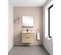 AMIZUVA - Conjunto de Mueble de Baño Serie Indus con Tirador Oculto y Acabado Roble Colonial - Dimensiones 70x56,5x45 cm