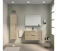 AMIZUVA - Conjunto de Mueble de Baño Serie Indus con Tirador Oculto y Acabado Roble Colonial - Dimensiones 100x56,5x45 cm