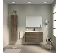 AMIZUVA - Conjunto de Mueble de Baño Serie Indus con Tirador Oculto y Acabado Roble Vulcano - Dimensiones 100x56,5x45 cm