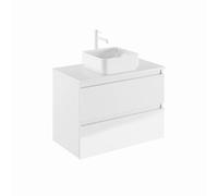 AMIZUVA - Conjunto de Mueble de Baño y Lavabo Montado, de Cerámica de Sobreponer, Modelo Kena Top, Medidas, 80 cm de Ancho, 57cm de Alto, y una Profundidad de 46 cm, en Acabado Blanco