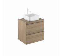 AMIZUVA - Conjunto de Mueble de Baño y Lavabo Montado, de Cerámica de Sobreponer, Modelo Kena Top, Medidas, 60 cm de Ancho, 57 cm de Alto, y una Profundidad de 46 cm, en Acabado Nogal