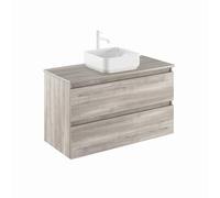 AMIZUVA - Conjunto de Mueble de Baño y Lavabo Montado, de Cerámica de Sobreponer, Modelo Kena Top, Medidas, 100 cm de Ancho, 57cm de Alto, y una Profundidad de 46 cm, en Acabado Gris Arenado