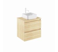 AMIZUVA - Conjunto de Mueble de Baño y Lavabo Montado, de Cerámica de Sobreponer, Modelo Kena Top, Medidas, 60 cm de Ancho, 57 cm de Alto, y una Profundidad de 46 cm, en Acabado Roble