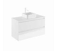 AMIZUVA - Conjunto de Mueble de Baño y Lavabo Montado, de Cerámica de Sobreponer, Modelo Kena Top, Medidas, 100 cm de Ancho, 57cm de Alto, y una Profundidad de 46 cm, en Acabado Blanco