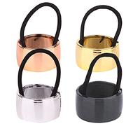 AMJKEJI 4 Piezas Gomas de Pelo para Cola Brazaletes de Pelo Metal Diadema de Moda Accesorios para Niñas y Damas