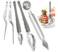 AMJKEJI 5 Piezas Cucharas de Decoración Cocina de Acero Inoxidable Pinzas de Cocina Dibujo de Precisión Decoración Cuchara Culinaria para Decoración de Postres, Pasteles, Platos