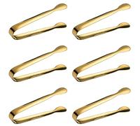 AMJKEJI 6 Piezas Pinzas de Cocina, Pinzas para Cubitos de Hielo, Pinzas para Azúcar, Ensaladas, Pinzas para Café, Catering, Fiesta, Boda, Bufé, Barbacoa - Largo:11 cm (Dorado)