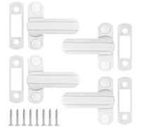 AMJKEJI Bloqueo Ventanas Correderas, 4 Piezas Cierre Ventana Corredera Aluminio, Cerraduras de T, Puerta Seguridad, para Dormitorio, Baño, Balcón, Puertas de Armarios, Blanco