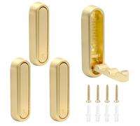 AMJKEJI Ganchos Plegables Pared, 2 Piezas Ganchos Colgador Aluminio Plegable, Invisible Colgadores Pared para Hogar, Dormitorio, Baño, Sala de Estar, Cocina, Oficina (Oro)